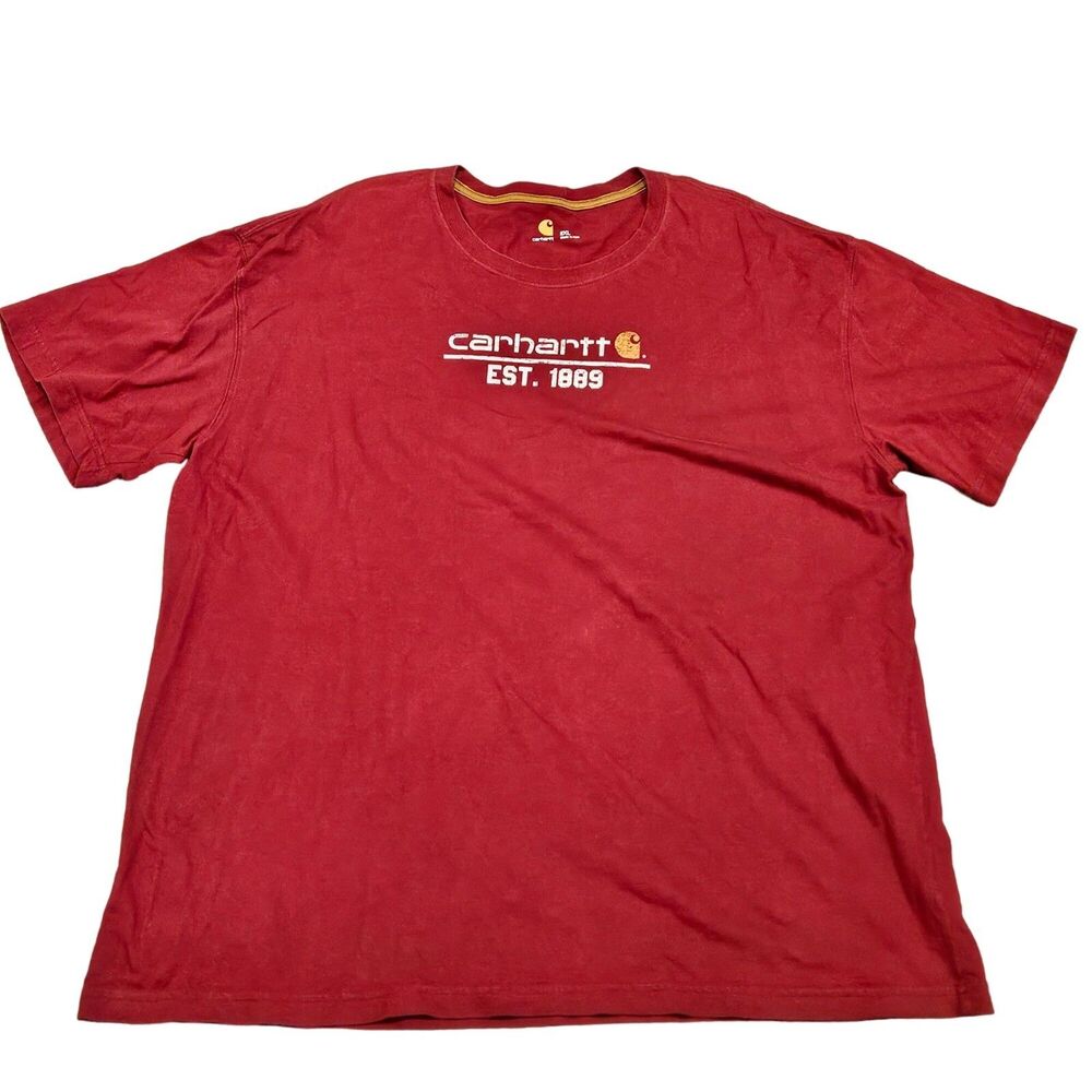 Carhartt est 1889 Men's Burgundy Short Sleeve Crew Neck T-Shirt Size 2XL